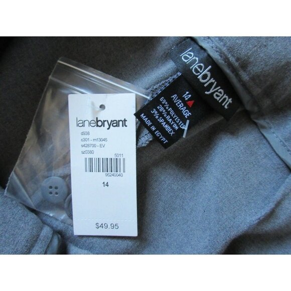 NWT Lane Bryant Classic Trouser in Gray Right Fit Red Triangle Pants 14 x 31 ½ - Picture 6 of 7